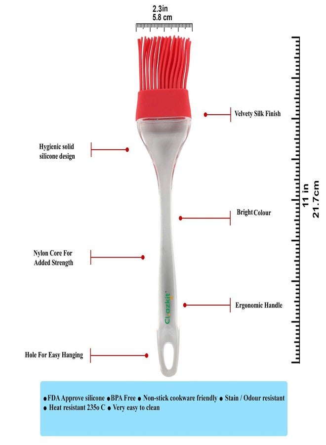 Clazkit طقم فرشاة وملعقة سيليكون من كلازكيت - YH1109، قطعتان، أحمر - Image 2